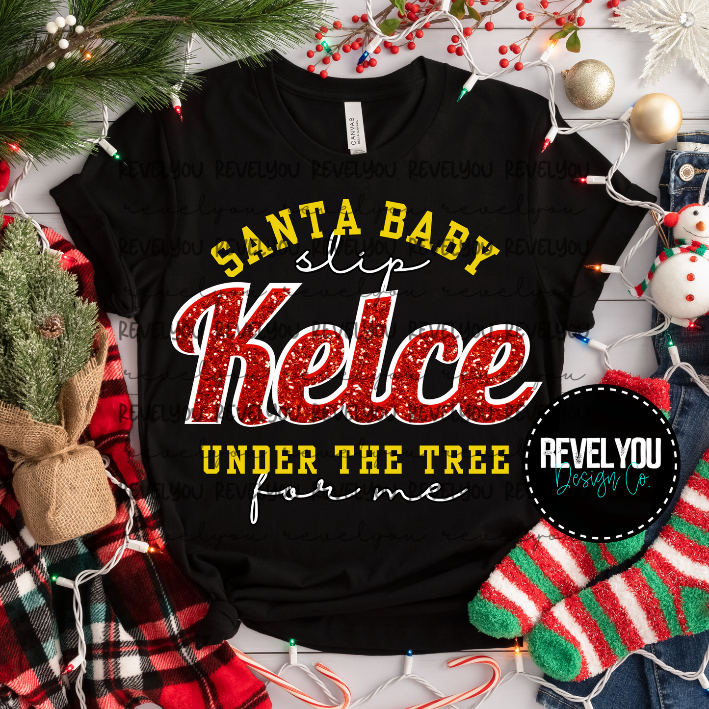 Santa Baby Kelce Red/Gold - PNG