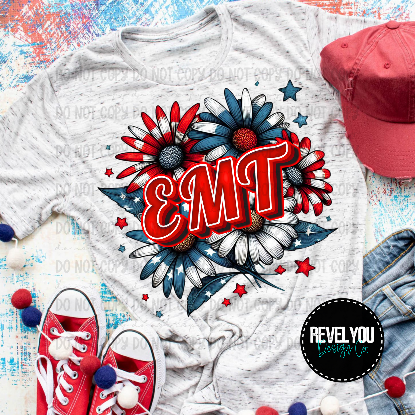 Patriotic Floral EMT - PNG