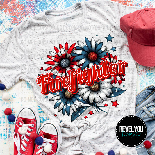 Patriotic Floral Firefighter - PNG