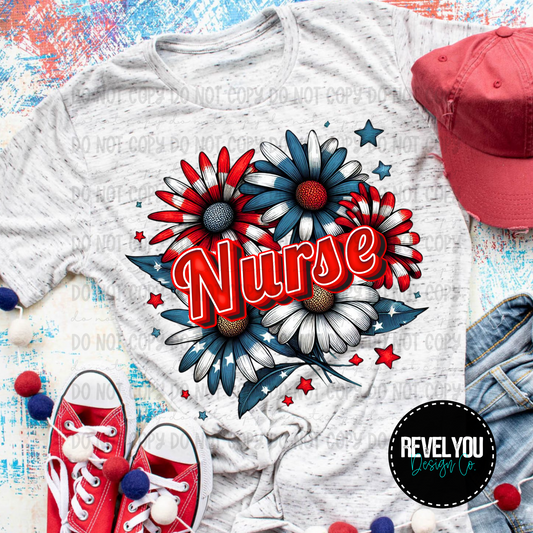 Patriotic Floral Nurse - PNG