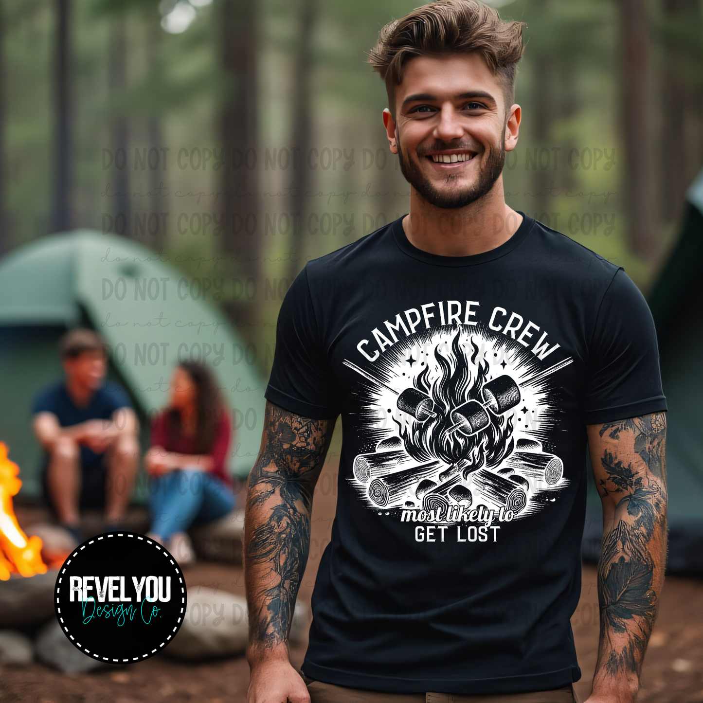Campfire Crew Most Likely To Get Lost *Black & White* - PNG