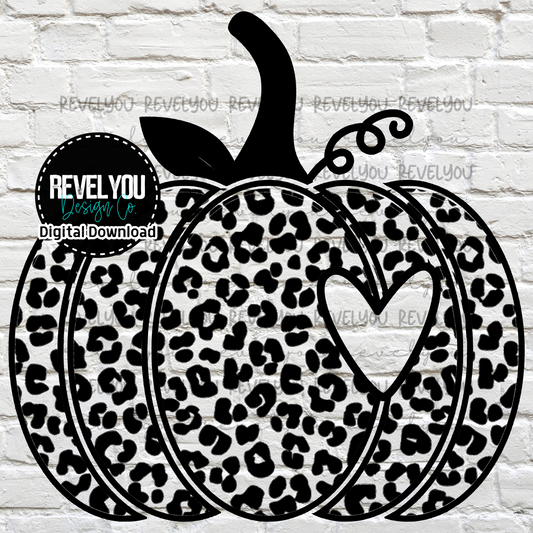 Leopard Pumpkin Outline Black - PNG
