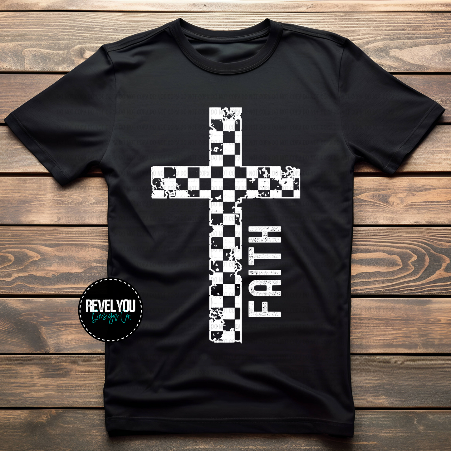 Faith Checkered Distressed Cross