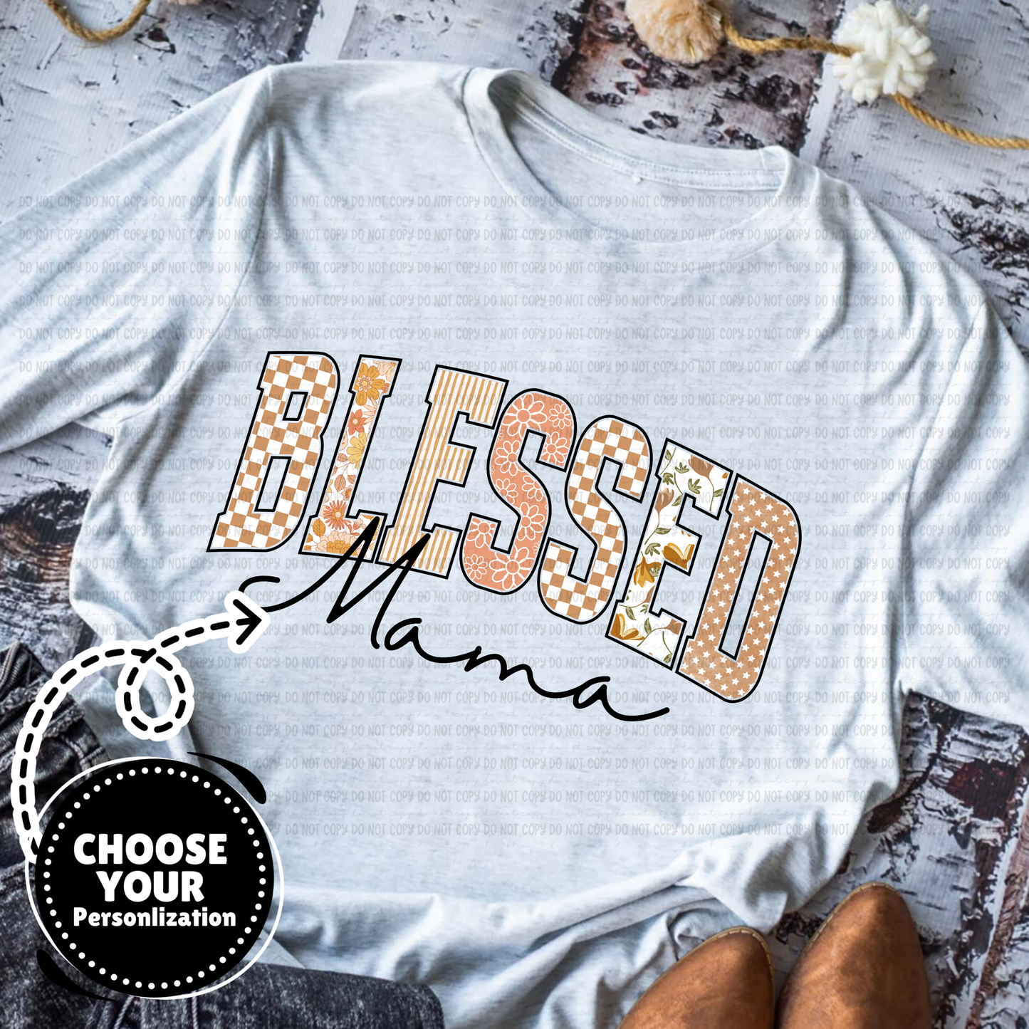 Blessed Title Black Word- Customize Yours - PNG