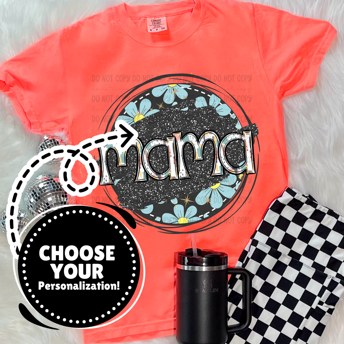 Blue Floral Circle - Customize Yours - PNG