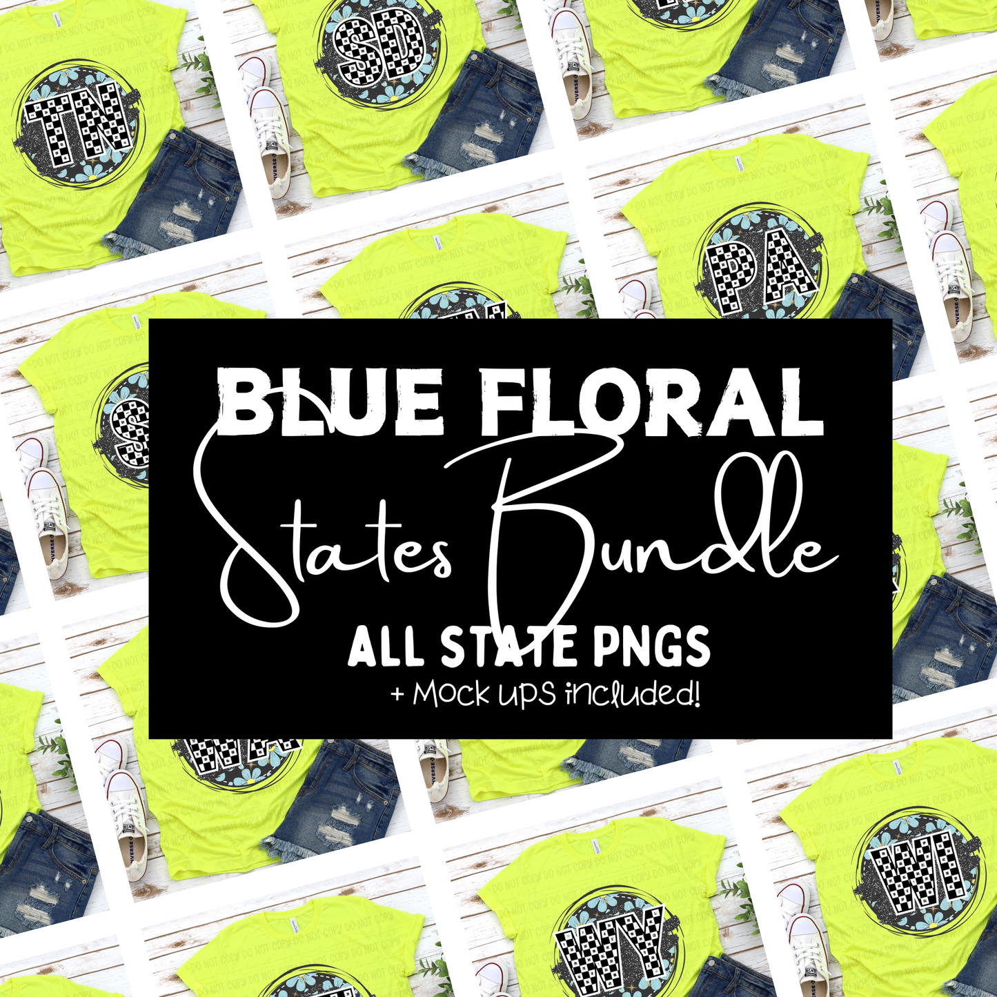Blue Floral State Bundle - PNGS