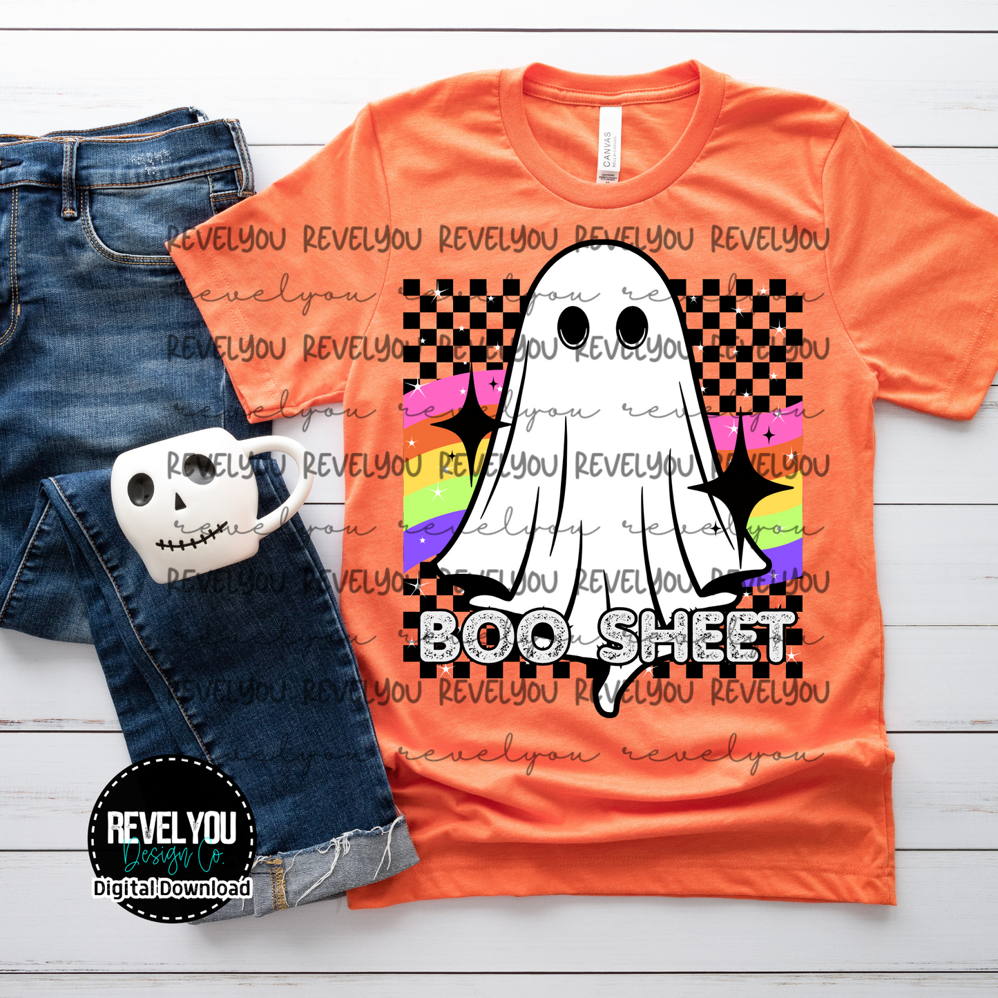 Boo Sheet Retro Checkered Ghost - PNG