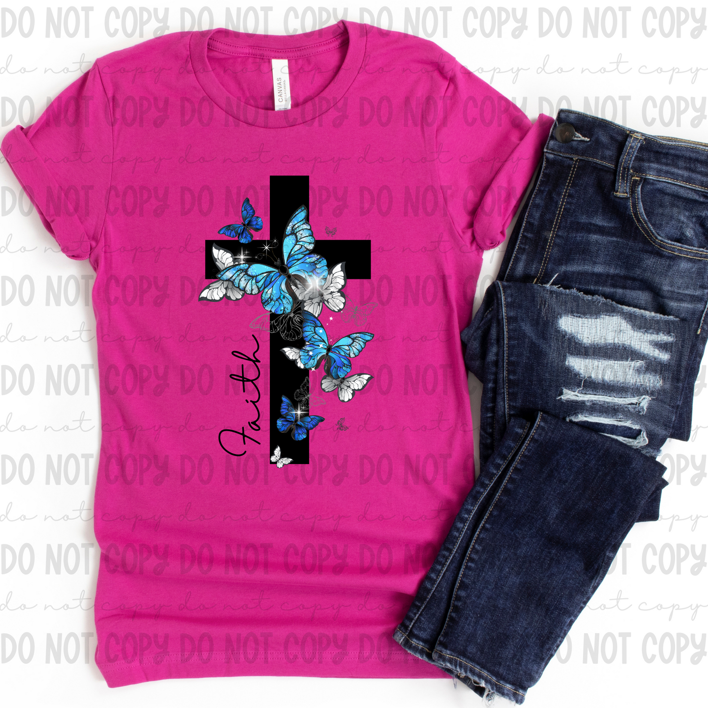 Faith Butterfly Cross - PNG