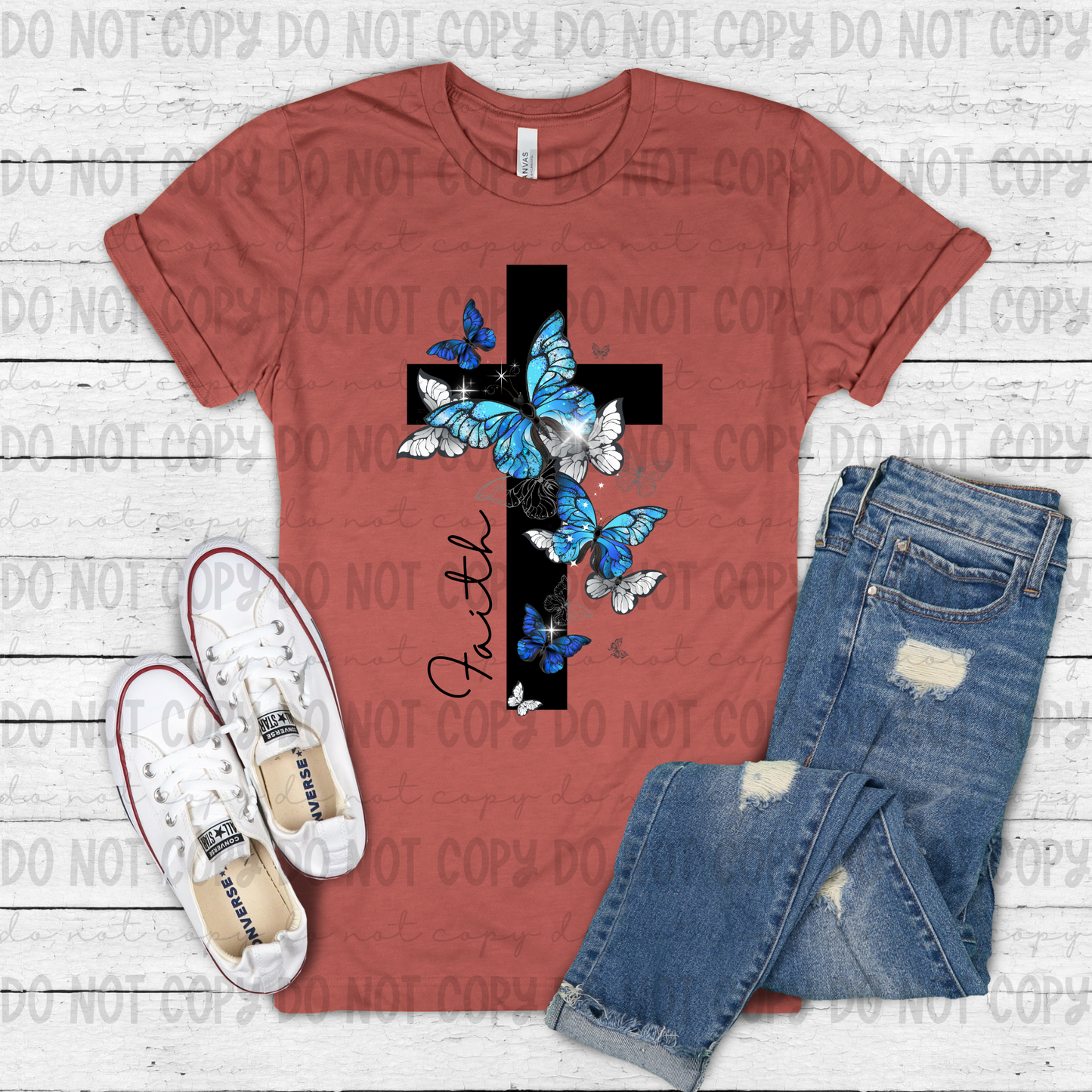 Faith Butterfly Cross - PNG
