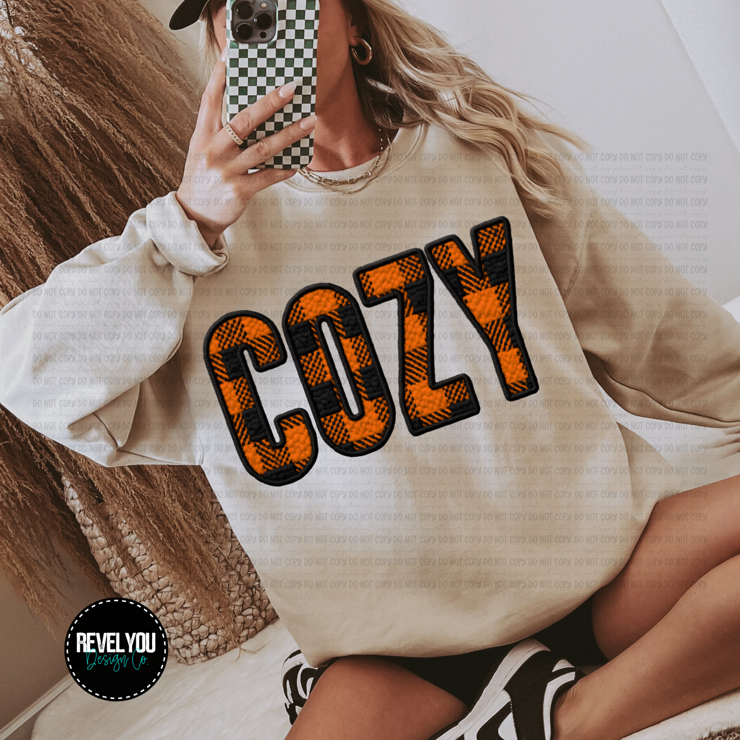 Cozy Orange Faux Applique - PNG