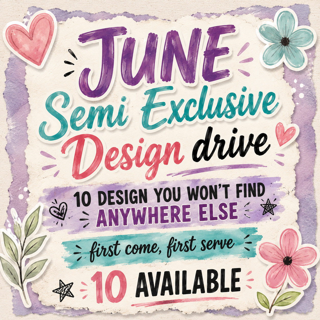 June 2026 Semi Exclusive Mini Drive - 10 DESIGNS!