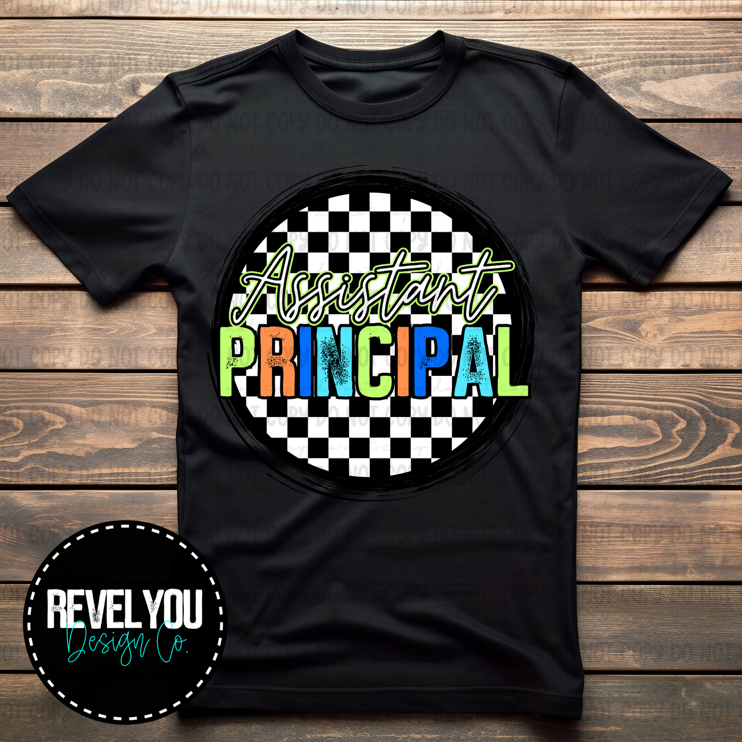 Checkered Circle Orange Assistant Principal - PNG