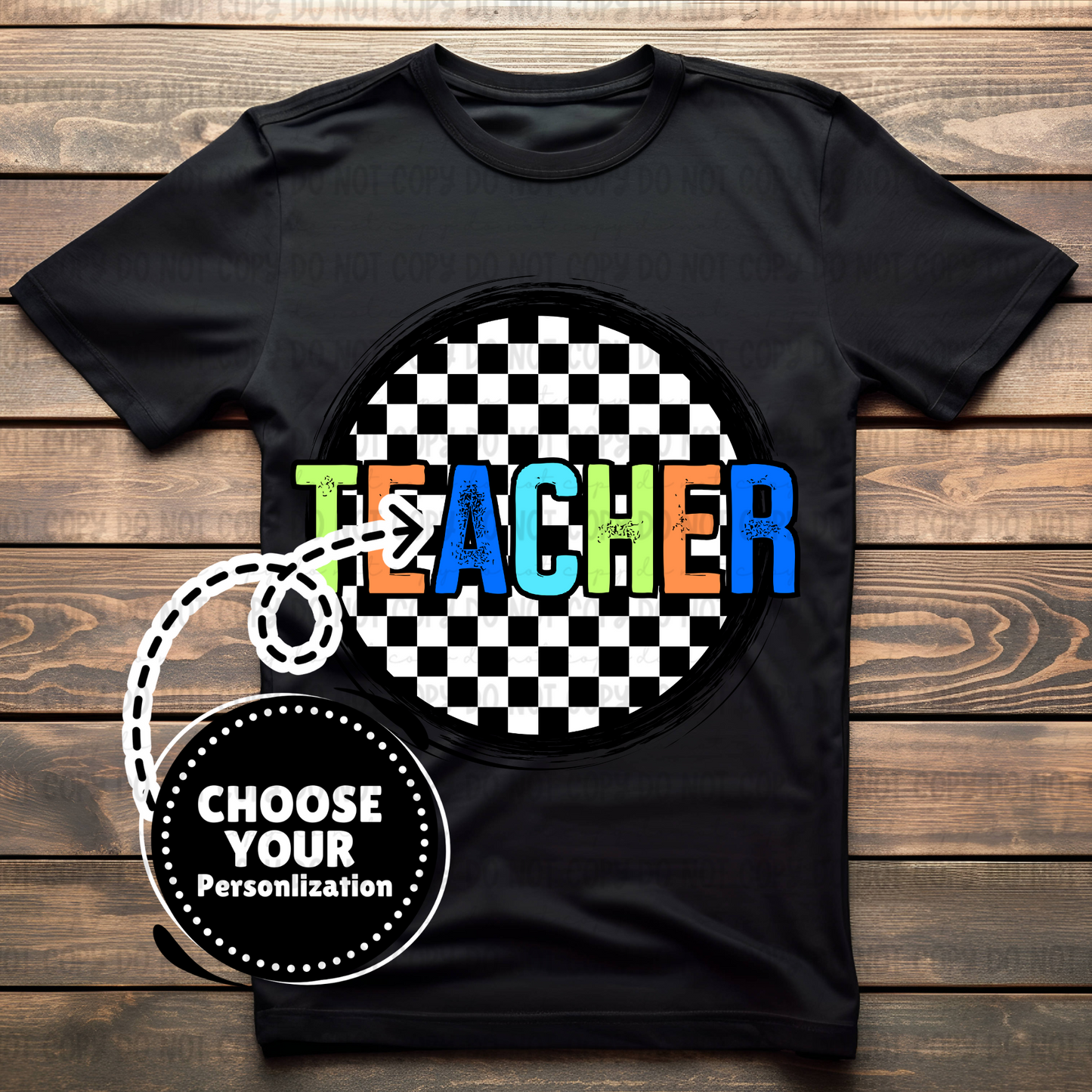 Checkered Orange Circle Title - Customize Yours - PNG