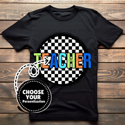 Checkered Orange Circle Title - Customize Yours - PNG