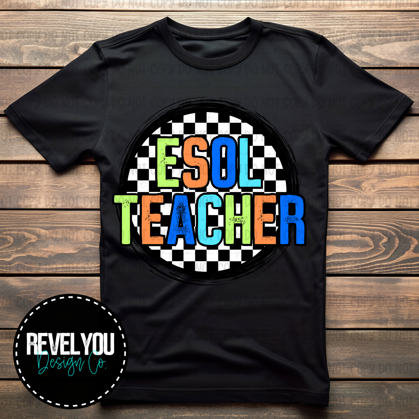 Checkered Circle Orange ESOL Teacher - PNG