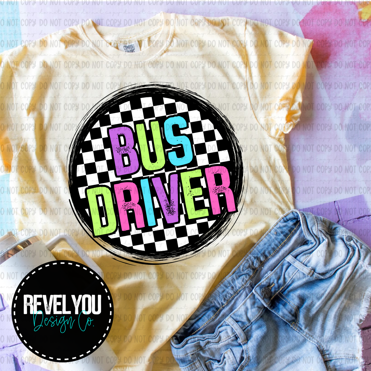 Checkered Circle Pink Bus Driver - PNG