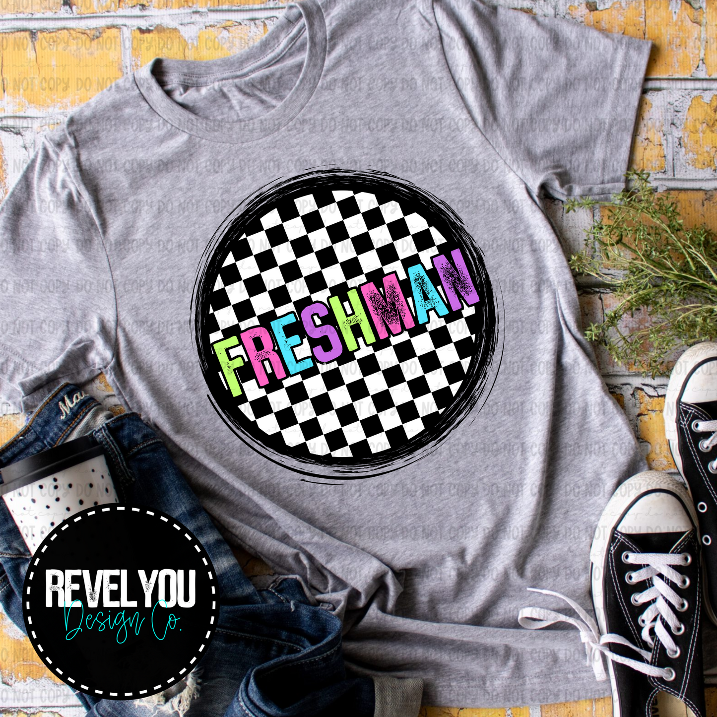 Checkered Circle Pink Freshman - PNG