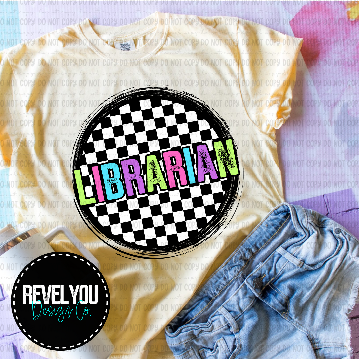 Checkered Circle Pink Librarian - PNG