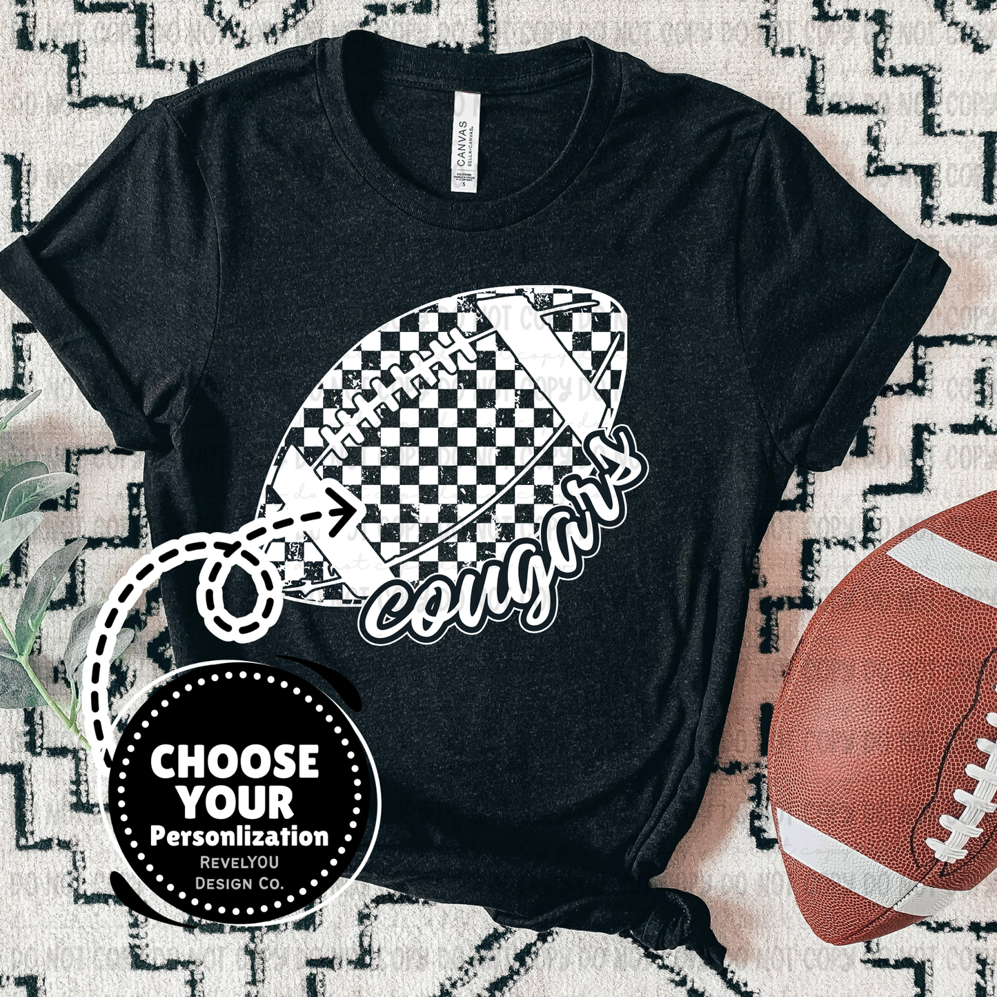 Checkered Team Football - Customize Yours - PNG