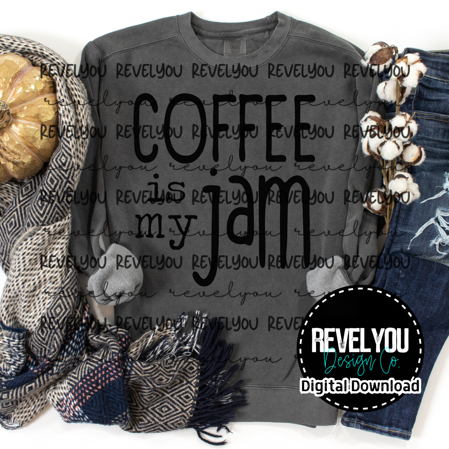 Coffee Is My Jam Black - PNG