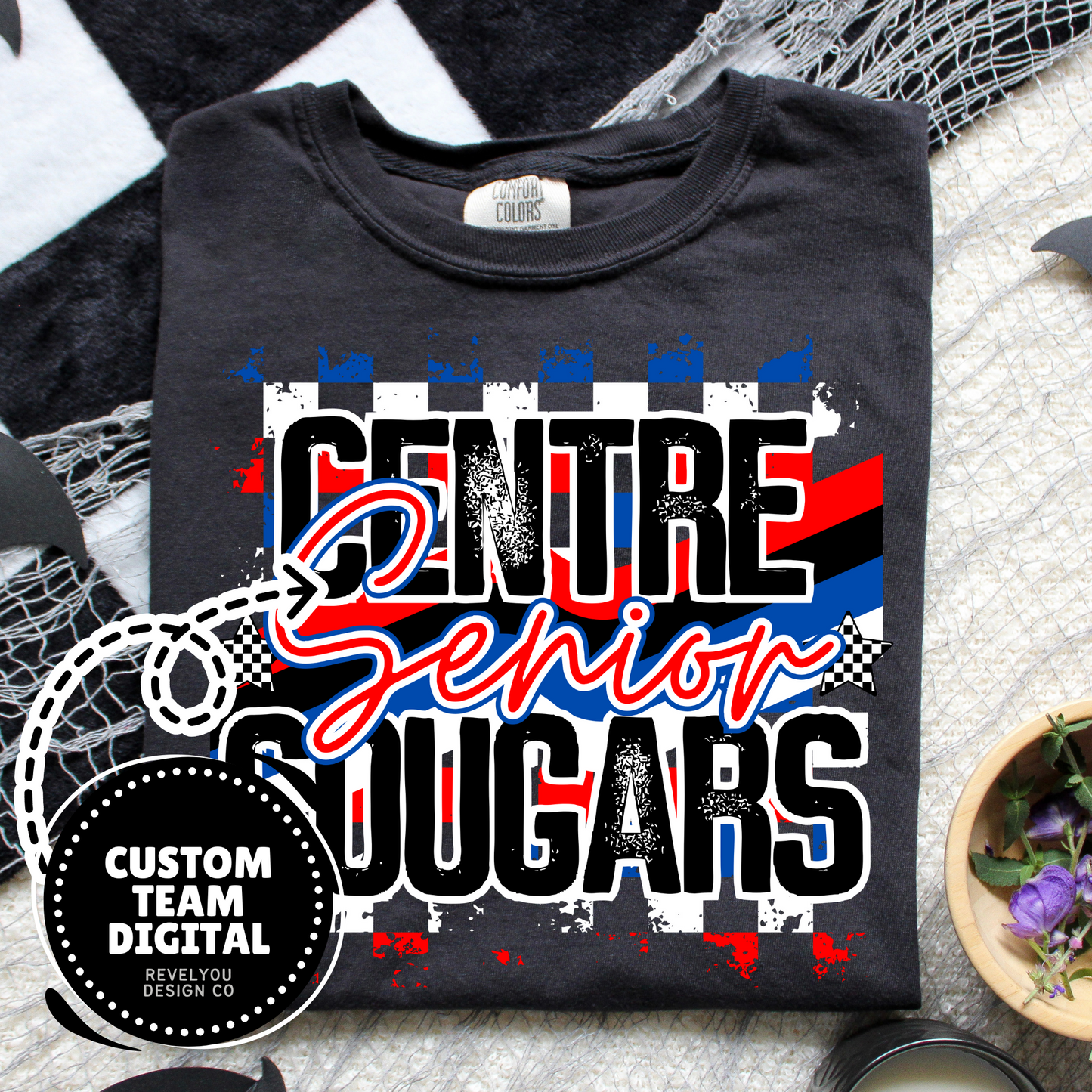Checkered Grunge Mascot Senior - Customize Yours - PNG