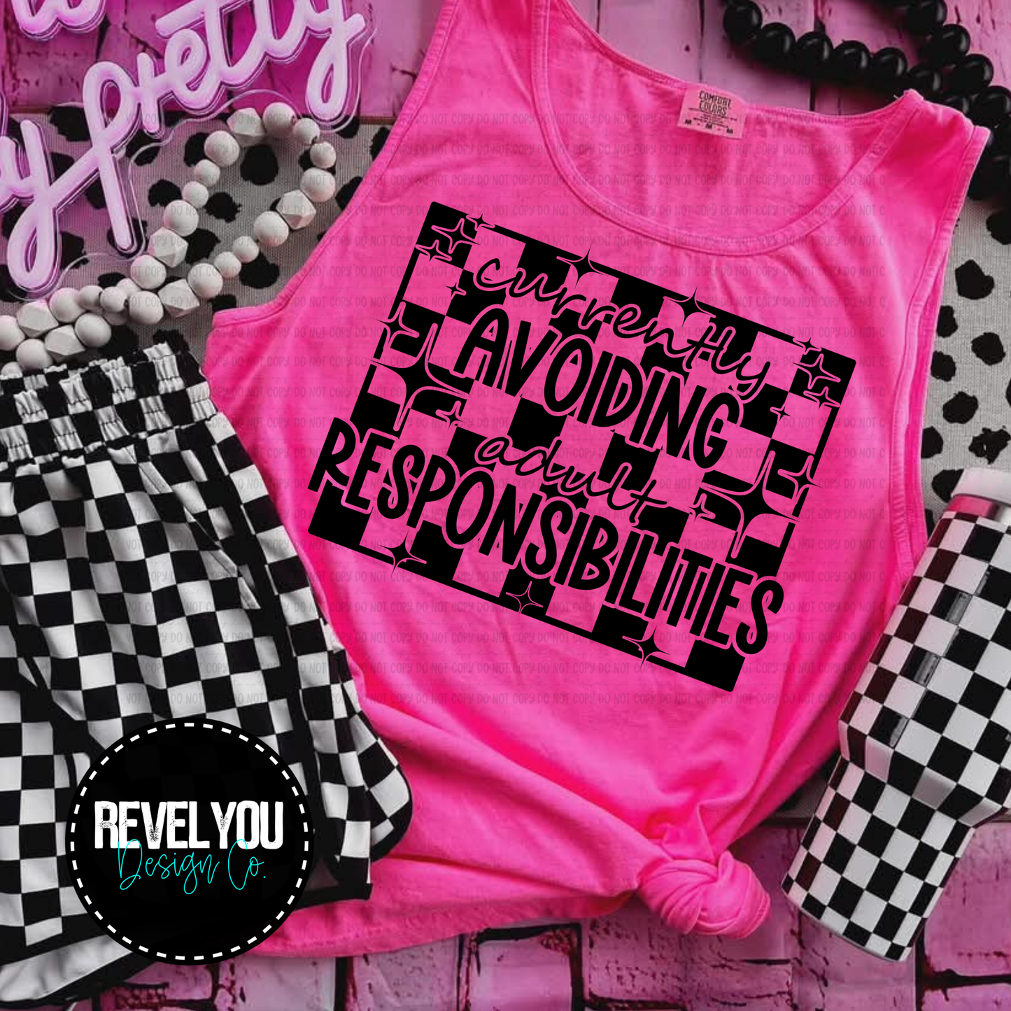 Currently Avoiding Adult Responsibilities Black/White Set - PNG