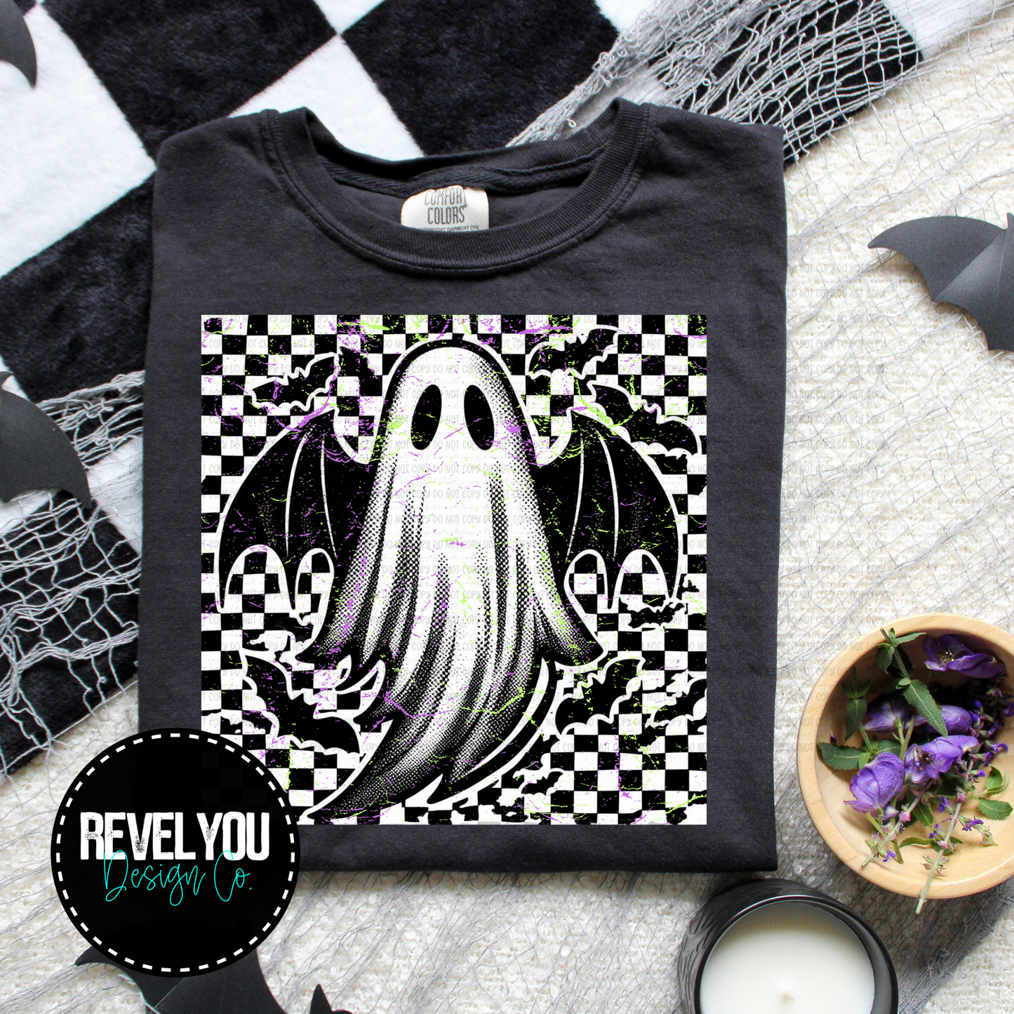 Distressed Checkered Ghostie Grunge - PNG