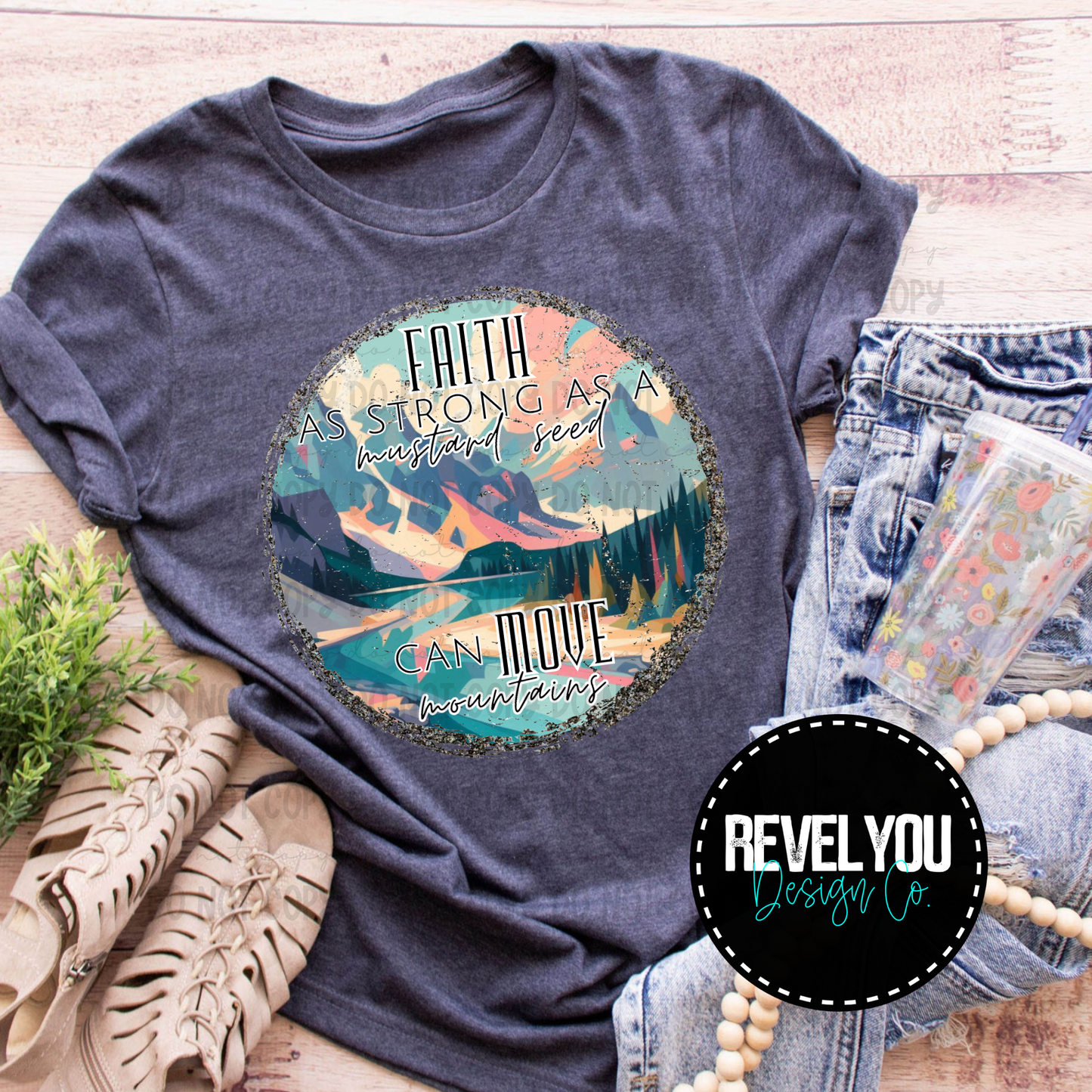 Faith Can Move Mountains Silver Glitter Edge - PNG