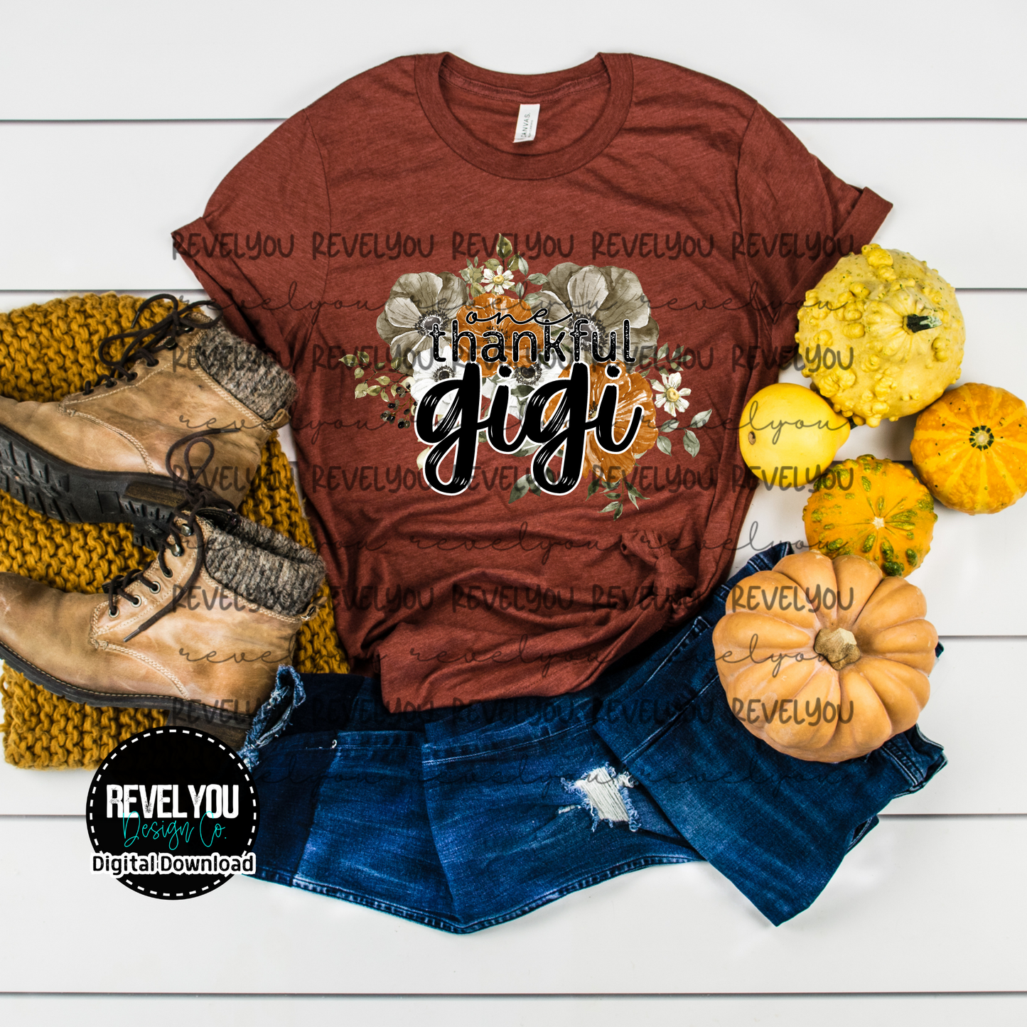 Fall Floral One Thankful Gigi - PNG