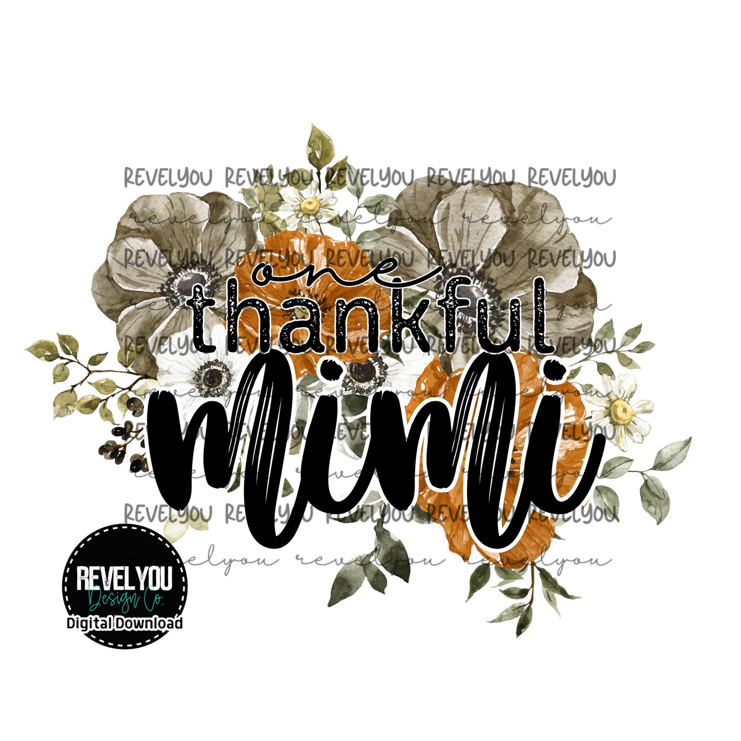 Fall Floral One Thankful Mimi - PNG
