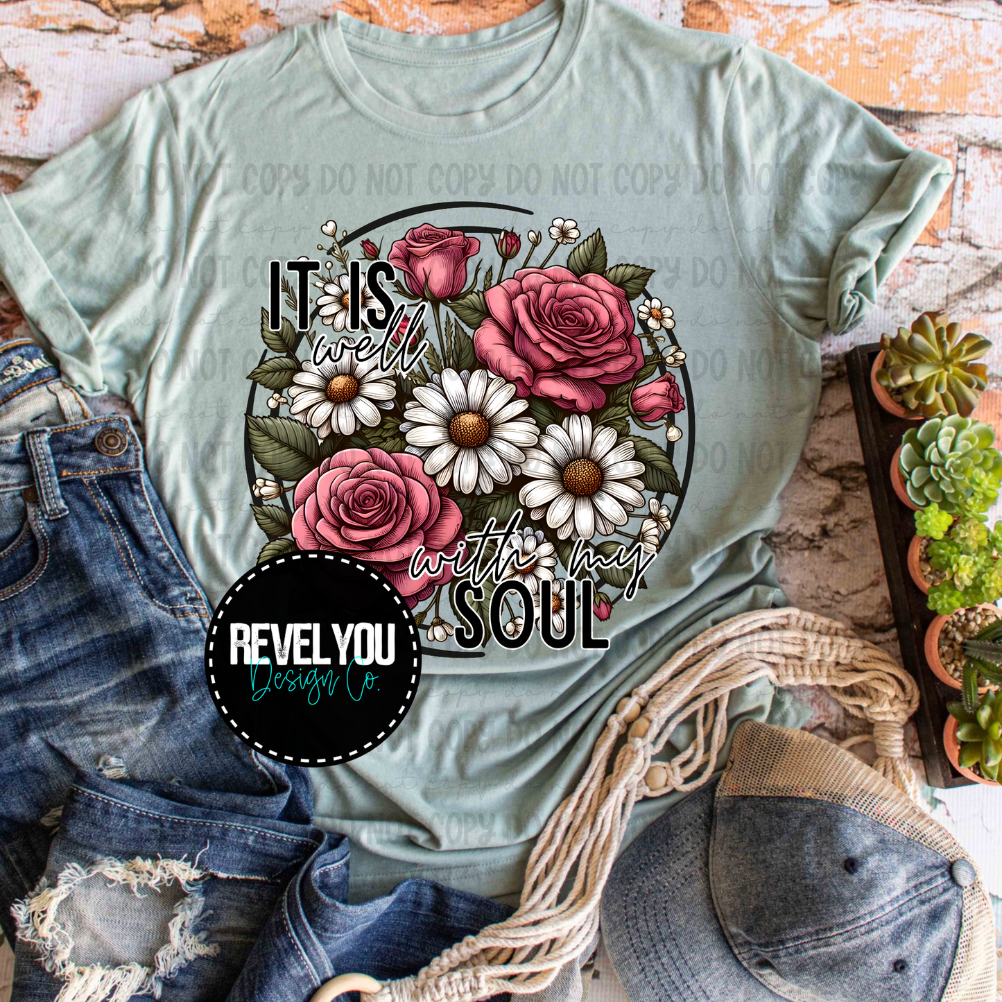 Floral Circle It Is Well With My Soul - PNG