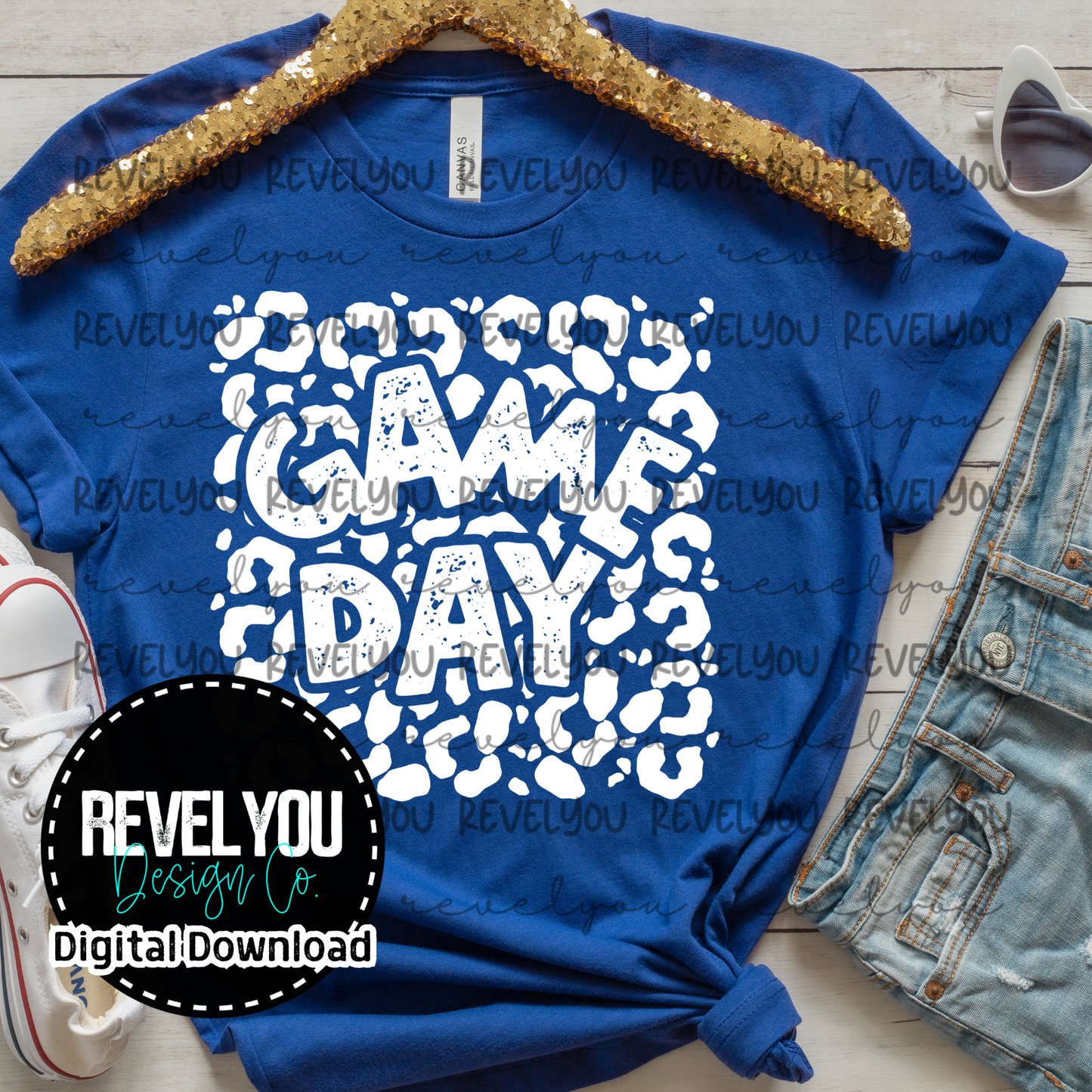 Game Day Leopard Square White - PNG