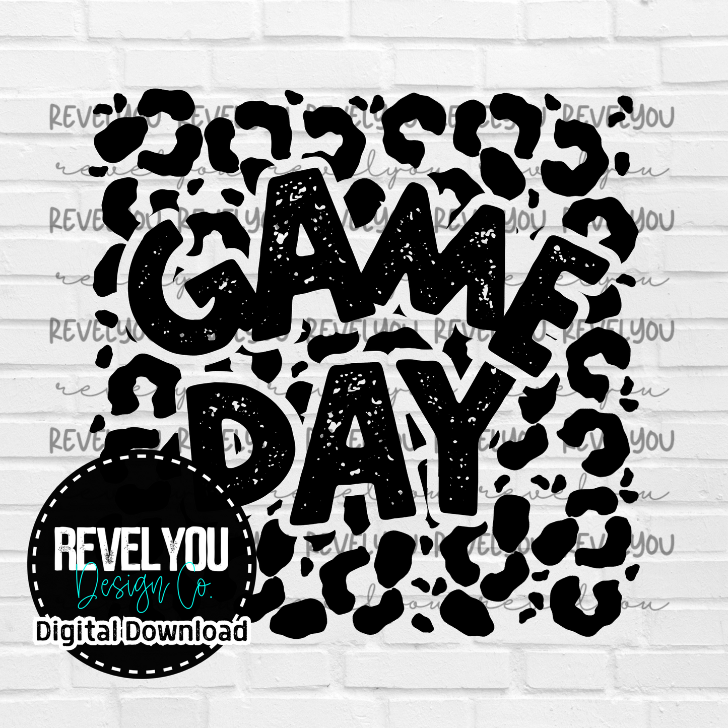 Game Day Leopard Square Black - PNG