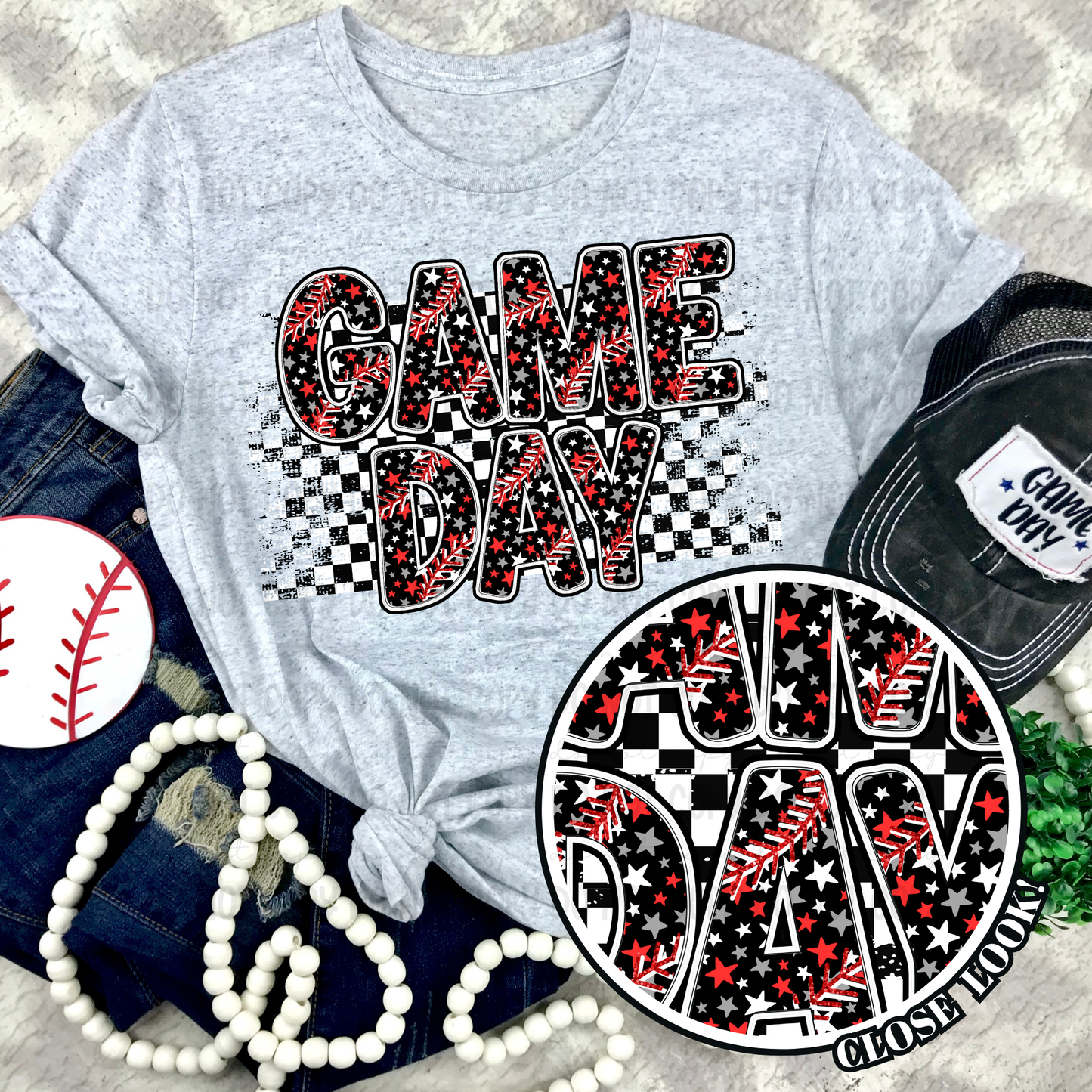 Game Day Checker Star Baseball - PNG