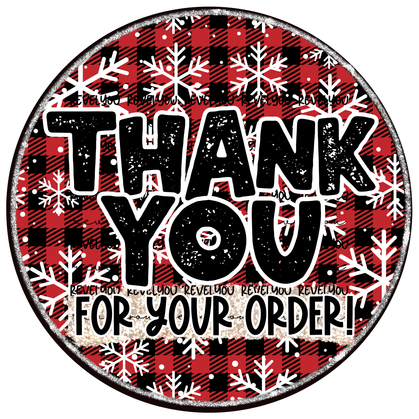 Red Plaid Thank You Sticker Digital