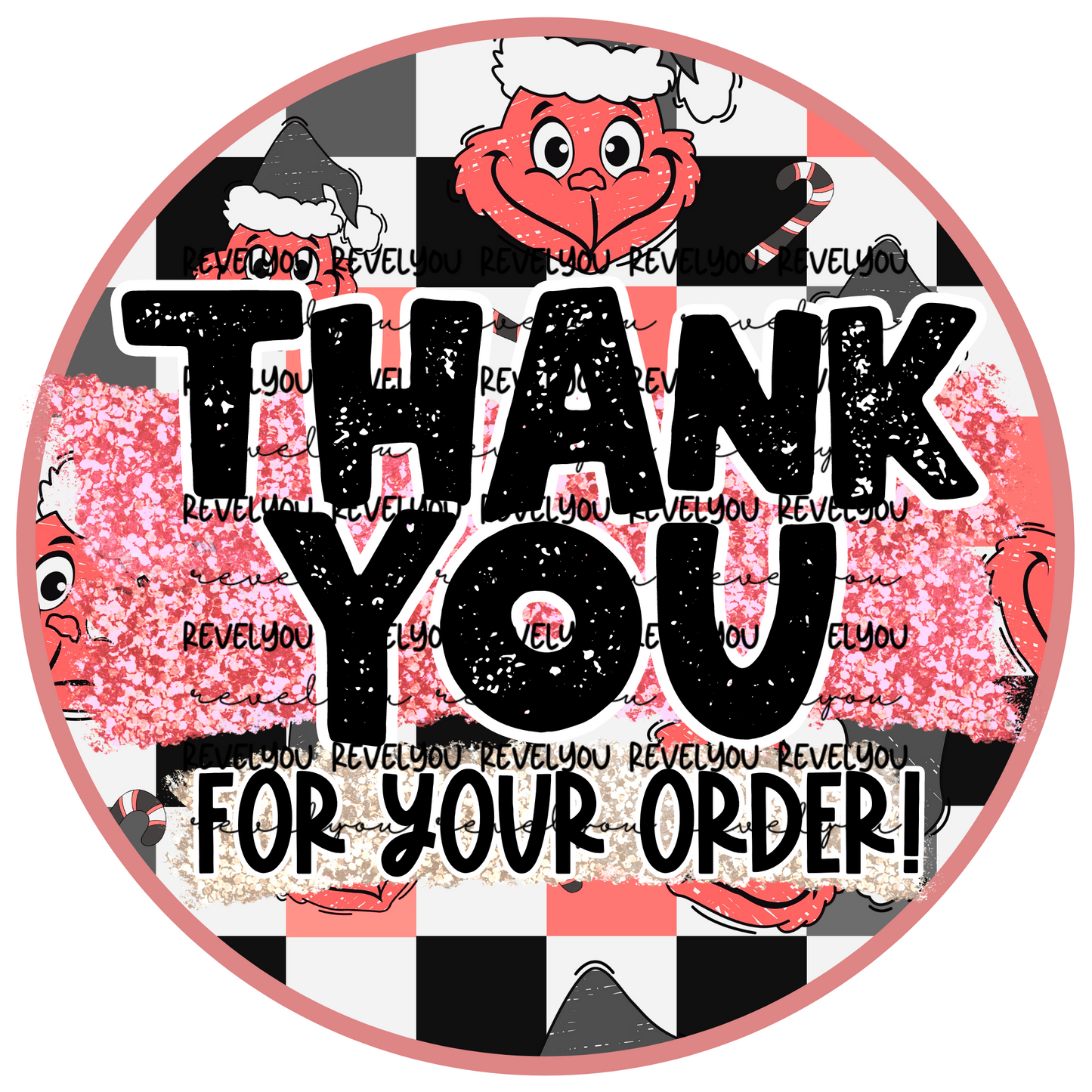 PInk Gr*nch Thank You Sticker Digital
