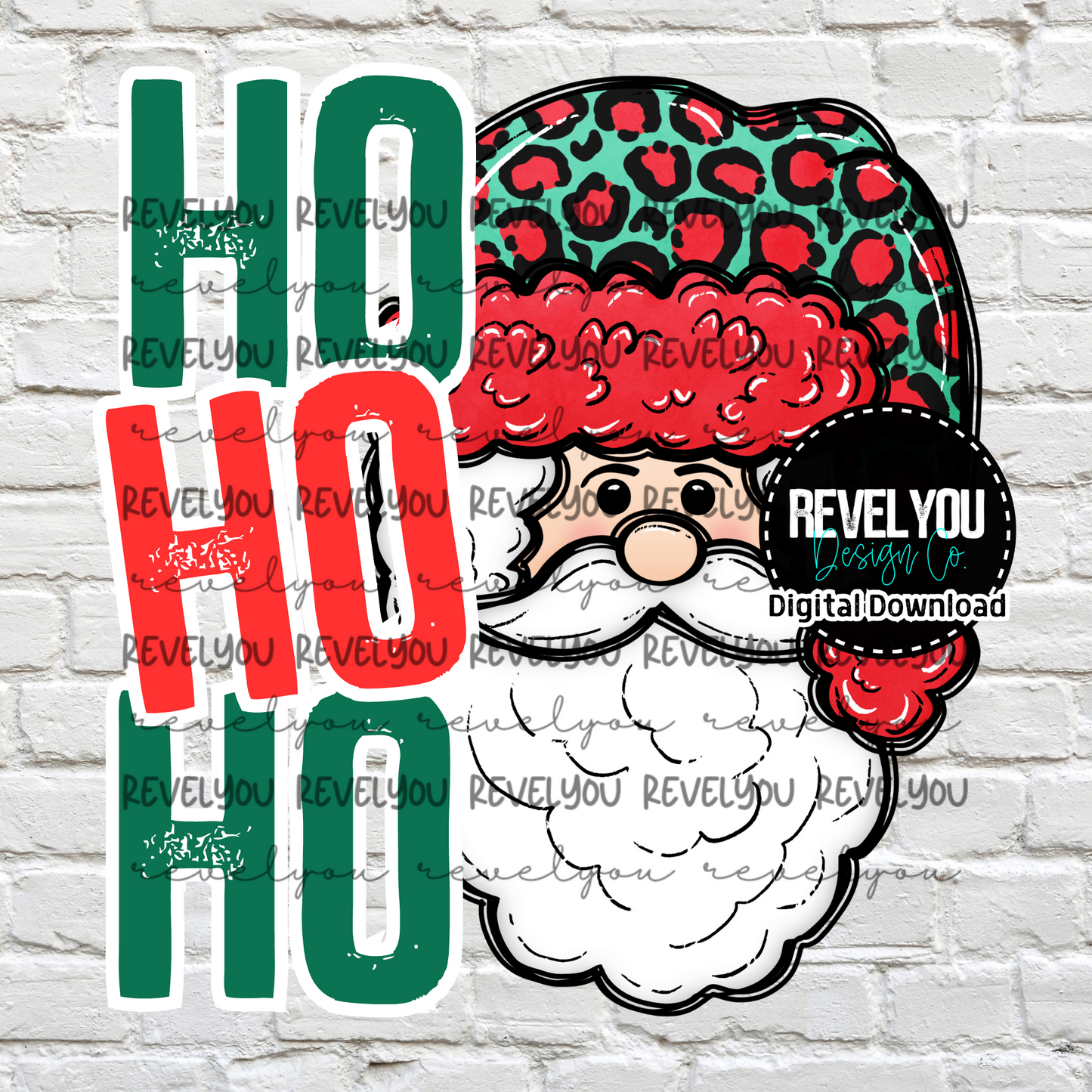 Ho Ho Ho Santa White Outline - PNG