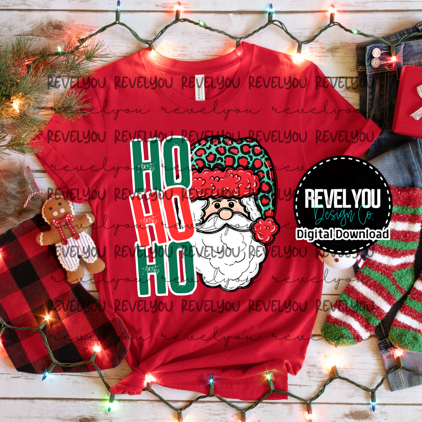 Ho Ho Ho Santa White Outline - PNG