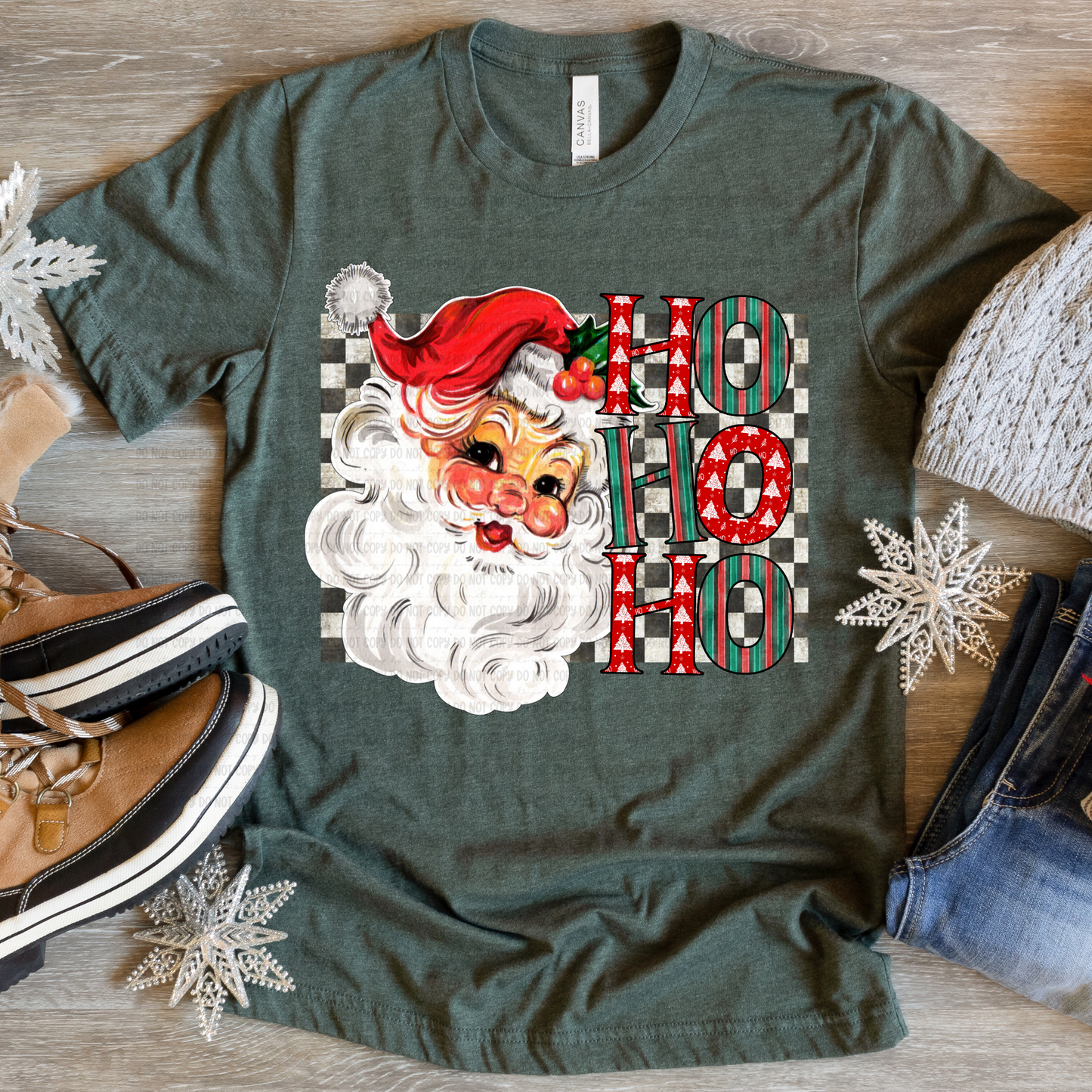 Ho Ho Ho Santa Checkered - PNG