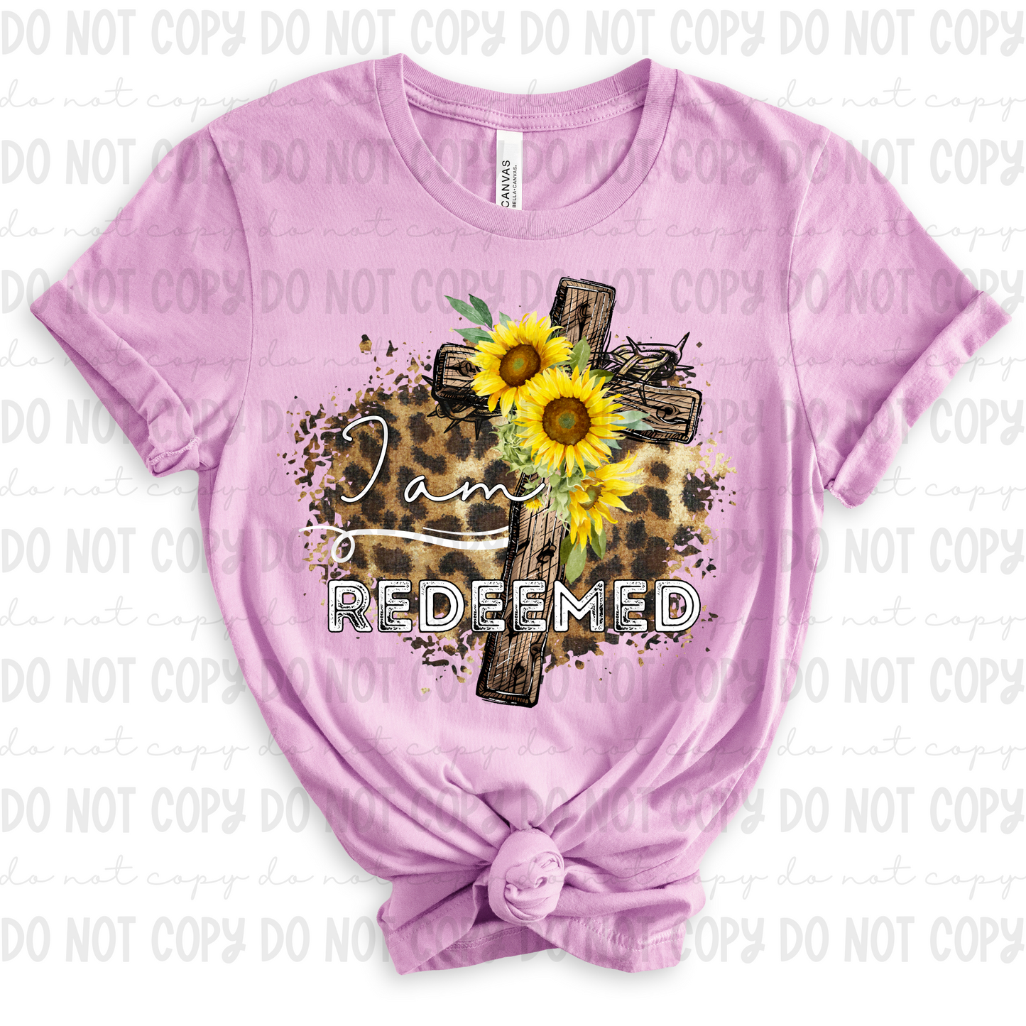I Am Redeemed Sunflower Cross  - PNG