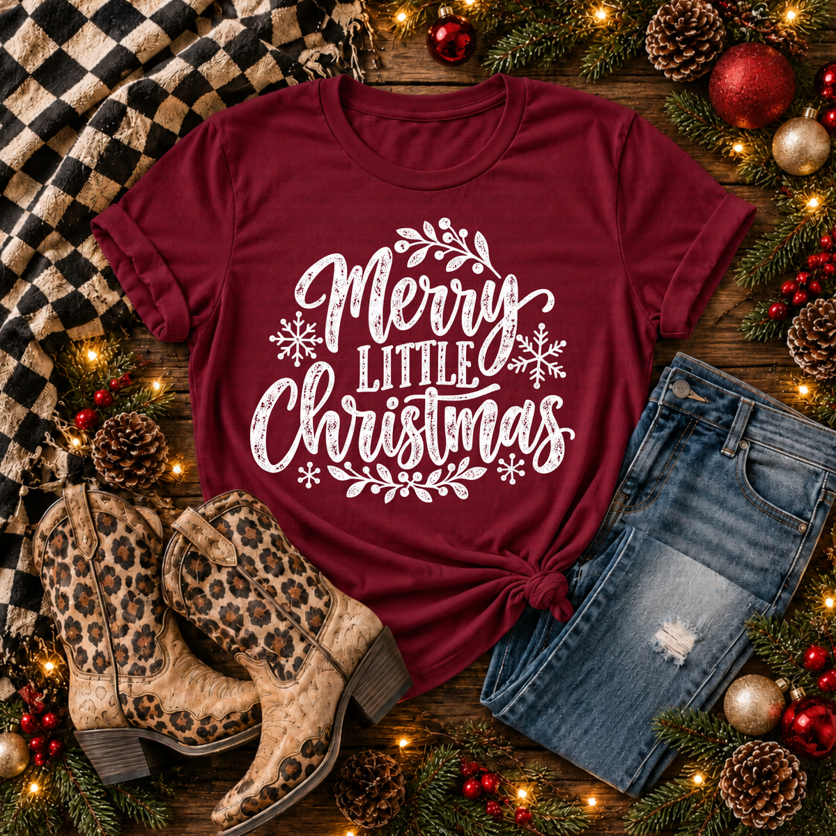 Merry Little Christmas Black/White - PNG