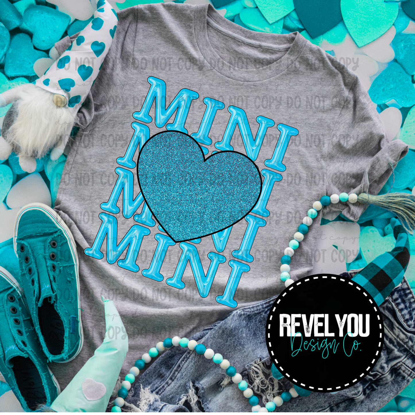 Mini Bubble Stack Glitter Heart Blue - PNG