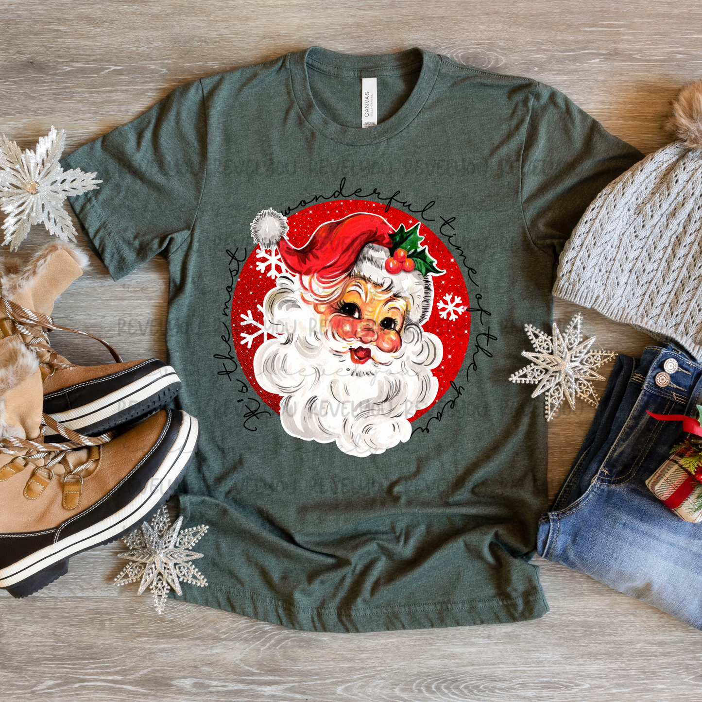 Most Wonderful Time Santa Faux Glitter Look - PNG