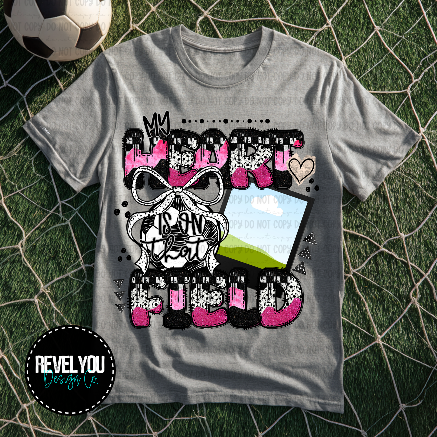 My Heart Is On That Field Soccer Pink Bow - Customize Your Photo - PNG
