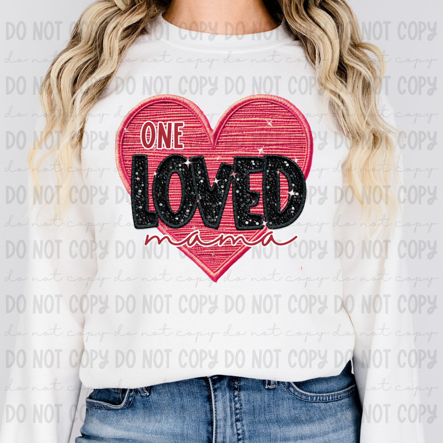 One Loved Mama Sequin Embroidery Heart - PNG