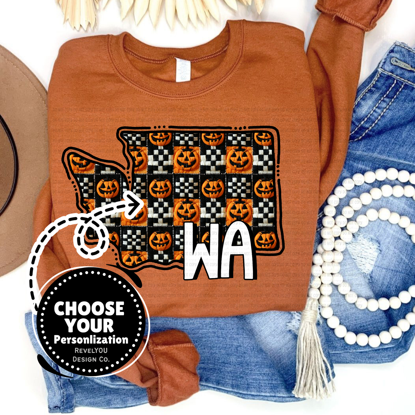 Quilted Pumpkin State - Customize Your State - PNG