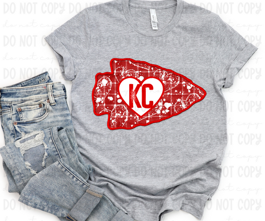 Red Heart Splatter Plaid Arrowhead Faux Embroidery - PNG