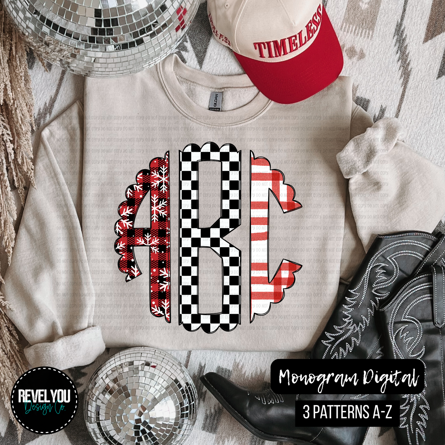 Red Winter Monogram Set - Individual PNGS