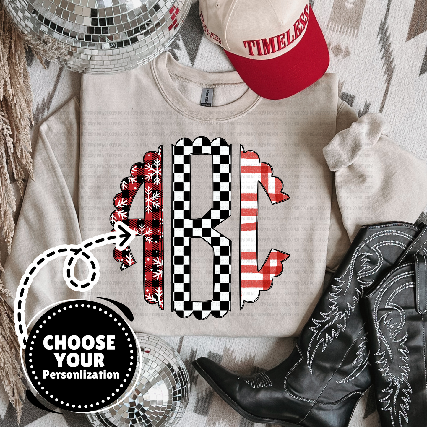 Red Winter Monogram - Customize Yours - PNG