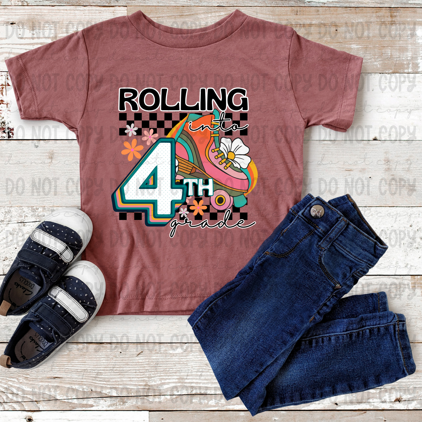 Rolling Into Fourth Grade Pink - PNG